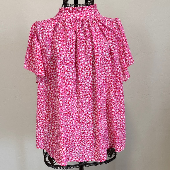 THML Tops - THML Pink and White Patterned Blouse